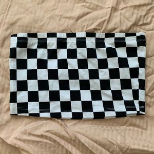 Checkered cropped tube top